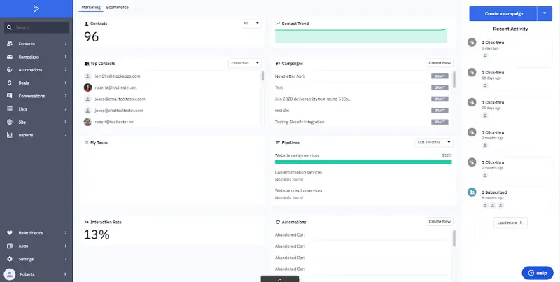 ActiveCampaign Review: The Comprehensive Marketing Automation Solution You Need 2 activecampaign dashboard